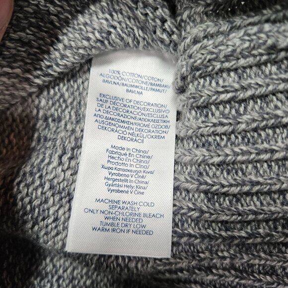 Chaps Sweater Mens Large Gray Stripe 1/4 Button Preppy Cotton Pullover NEW - Picture 6 of 9